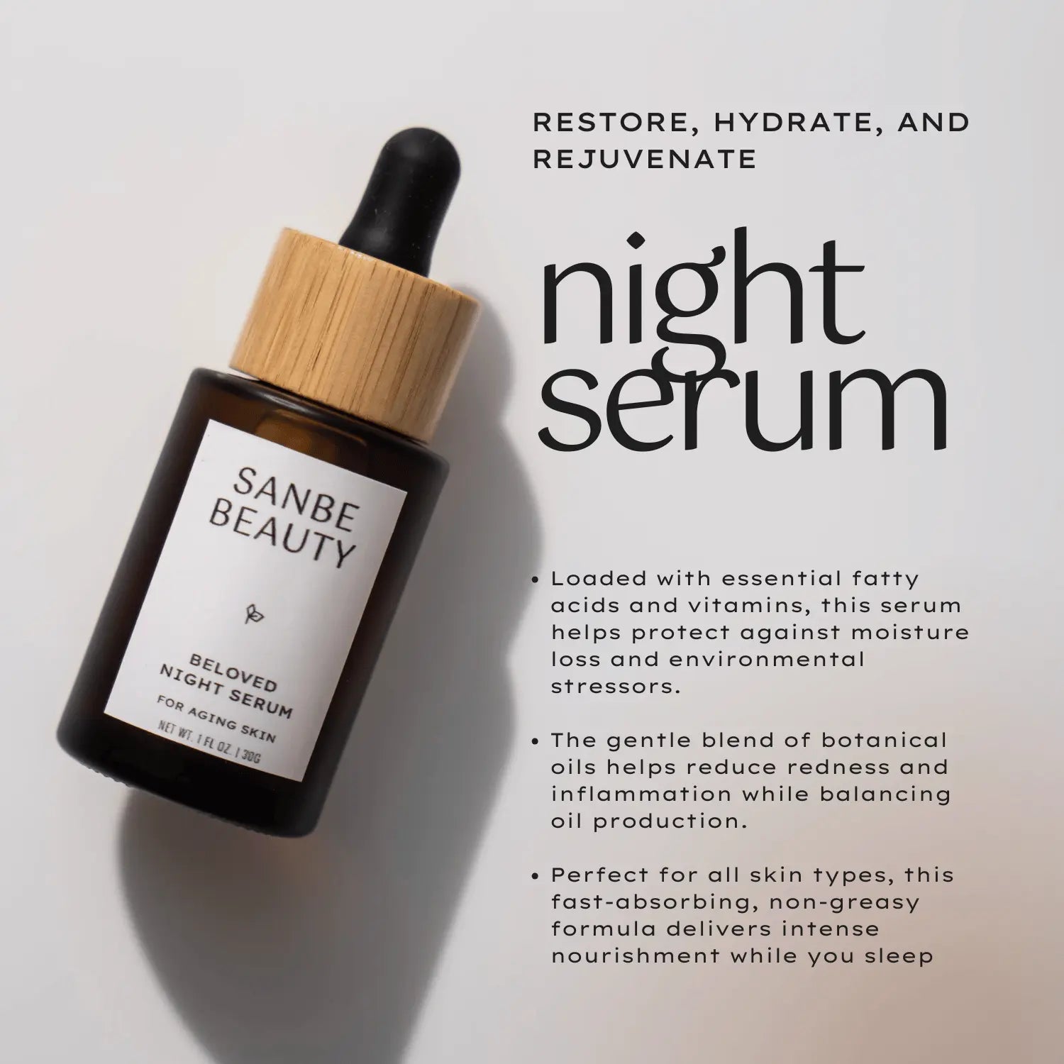 Balancing Night Oil for Oily and Uneven Skin - Beloved Serum [Night Oil] Sanbe Beauty