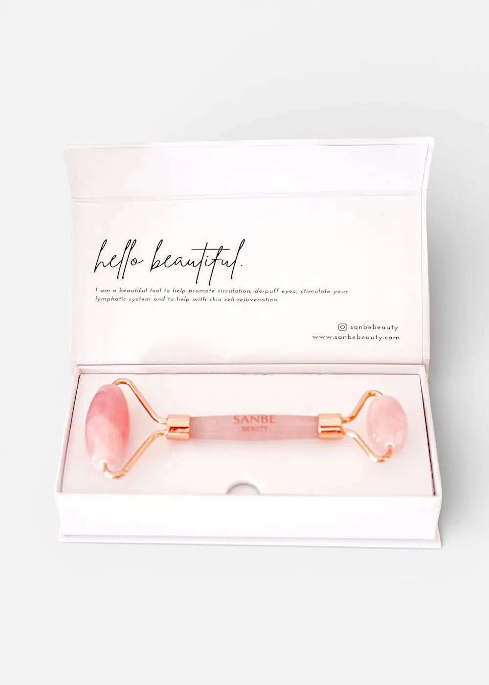 Rose Quartz Face Roller Sanbe Beauty
