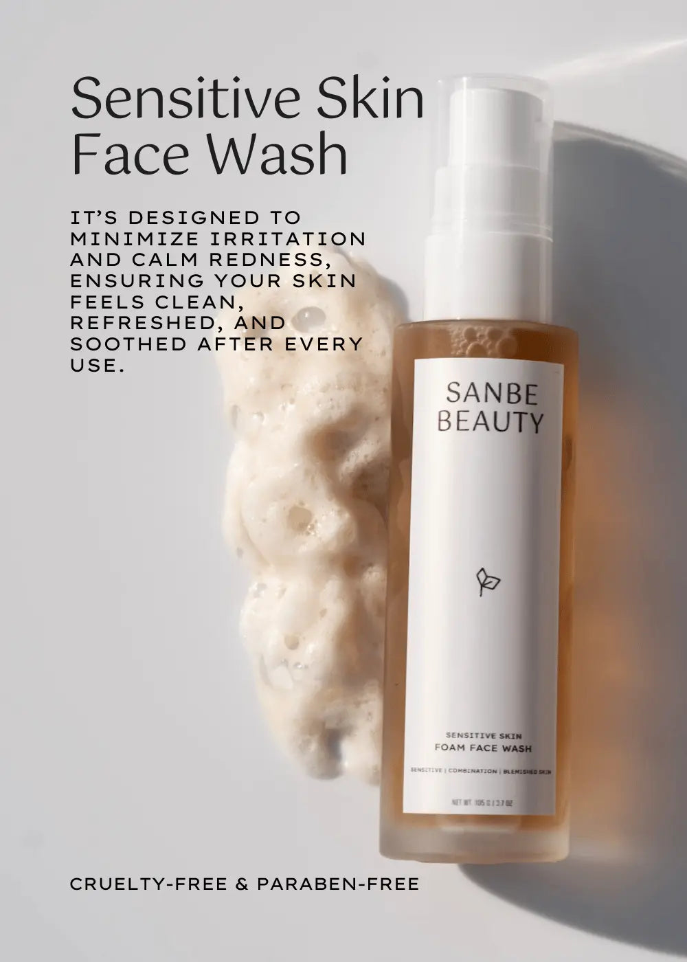 Sensitive Skin Foaming Face Wash  – Gentle, Refreshing, Effective Sanbe Beauty