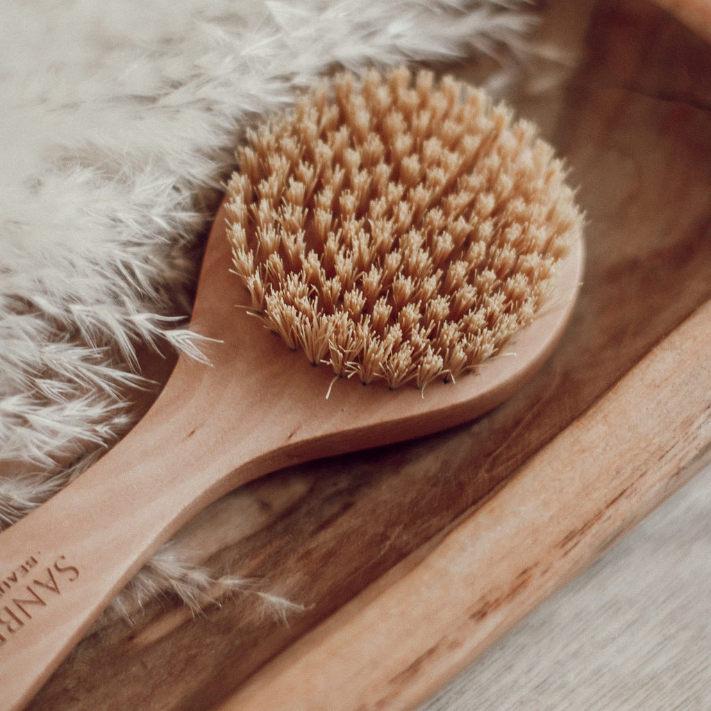 Sisal Dry Body Brush [Handle, Vegan] - Sanbe Beauty, LLC